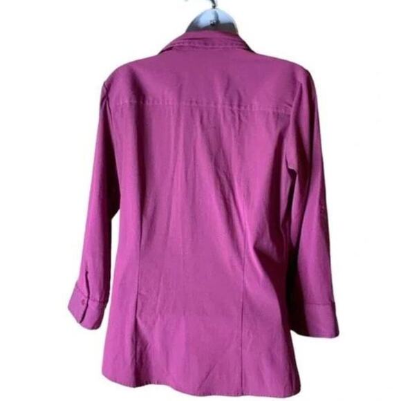 Fred David Shirt Women's Size Small Stretch Barbie Core Button Front Pockets Top - Picture 4 of 5